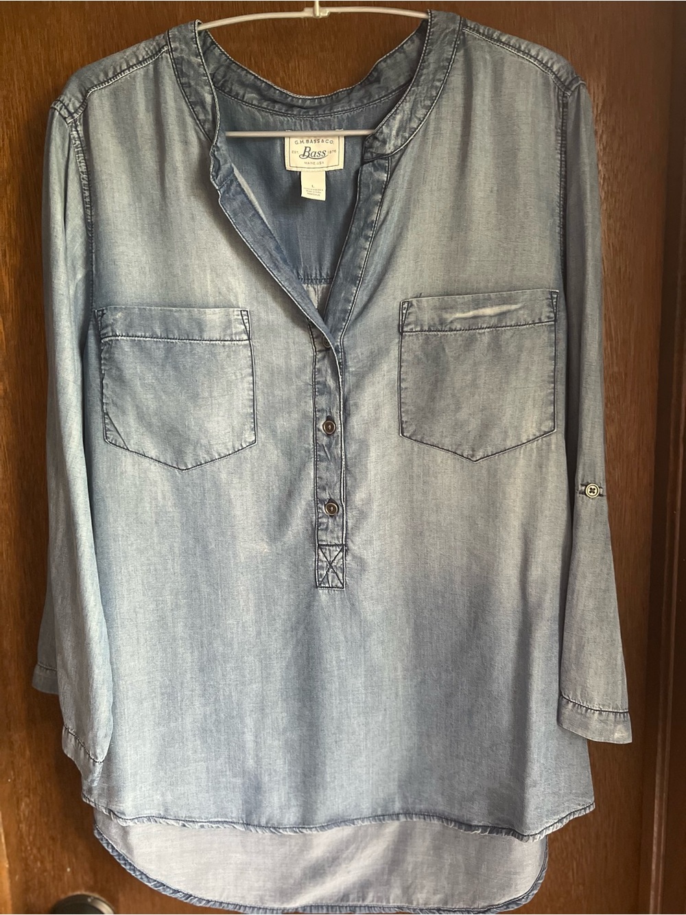 G H Bass Denim 3/4 sleeve Shirt